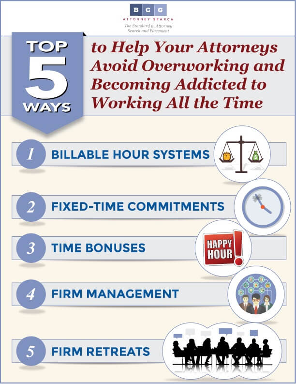Top 5 Ways to Help Your Attorneys Avoid Overworking and Becoming Addicted to Working All the Time - Infographic 